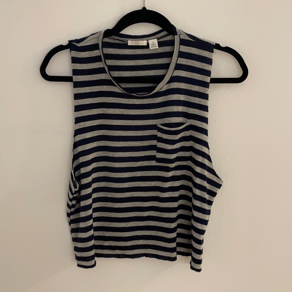 Grey and navy striped tank